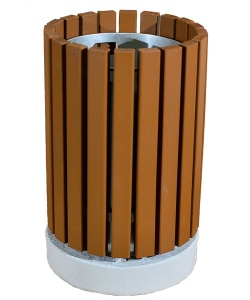 Урна деревянная, круглая на бетонном основании У023б